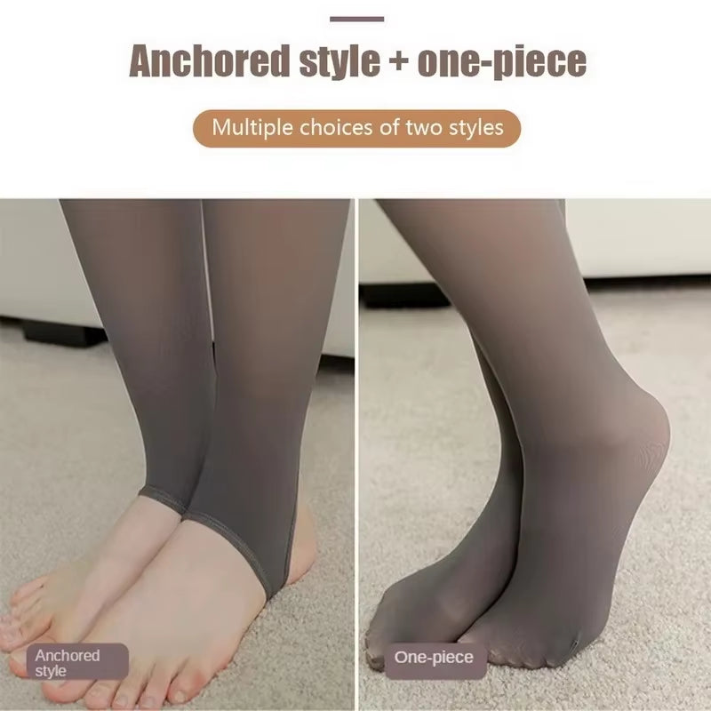 Thicken Warm Tights for Women Winter Thermal Stockings Leggings Sexy Translucent Fleece Velvet Tights Pantyhose Female Pants